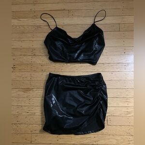 SOLD - Black Micro Mini Skirt Set by Dolls Kill